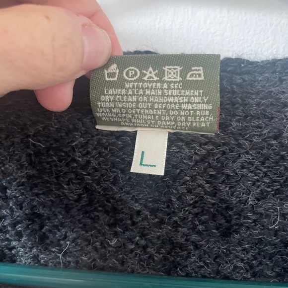 Carraig Donn Fisherman 100% Irish Wool Charcoal Gray Cardigan Sweater Vest Sz L - Picture 6 of 6